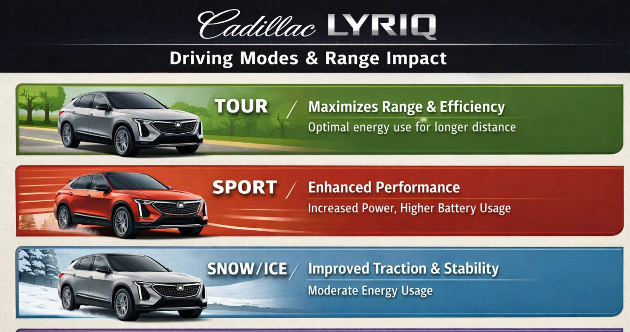 Do the Driving Modes in Cadillac Lyriq Offer Different Ranges or Battery Usage? 5 Do the Driving Modes in Cadillac Lyriq Offer Different Ranges or Battery Usage?